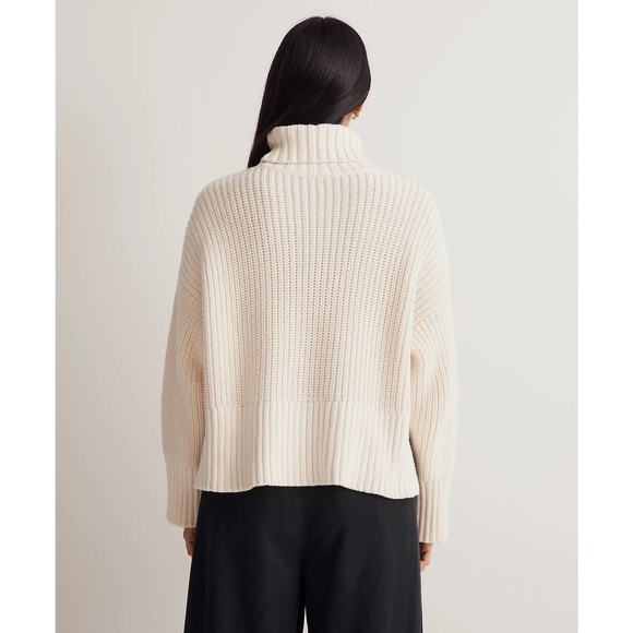 Madewell Antique Cream Wide Rib Turtleneck Sweater NWT Size XXS - Picture 4 of 10